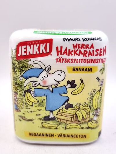 Пастилки Jenkki Herra Hakkarainen Banaani с ксилитом и банановым вкусом 45 г (из Финляндии)