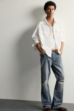 ZARA ДЖИНСЫ FLARE FIT С РАЗРЕЗАМИ, ВЫЦВЕТШИЙ СИНИЙ