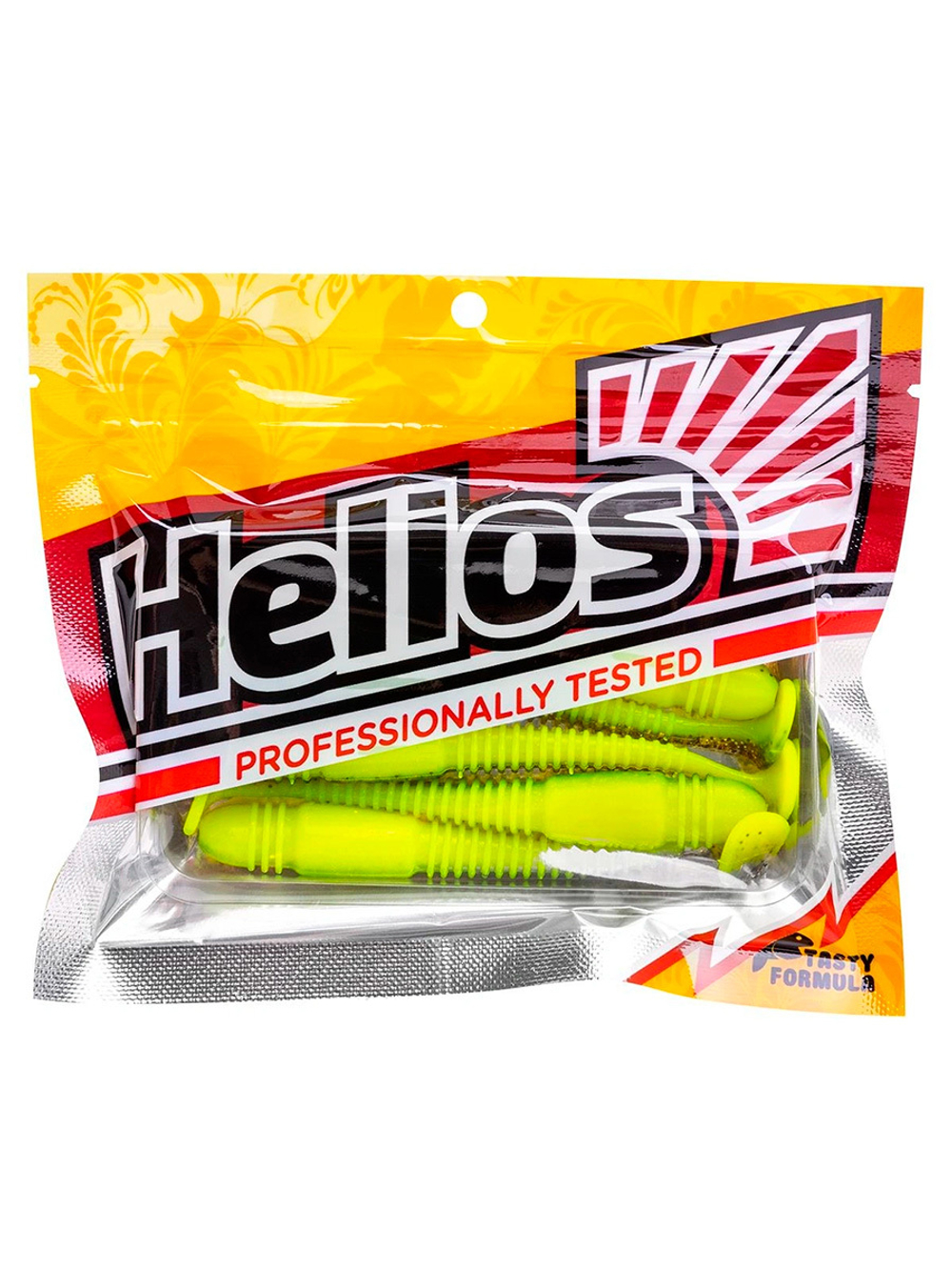 Виброхвост Helios Minoga 3,75"/9.5 см Golden Lime 5шт. (HS-17-048)