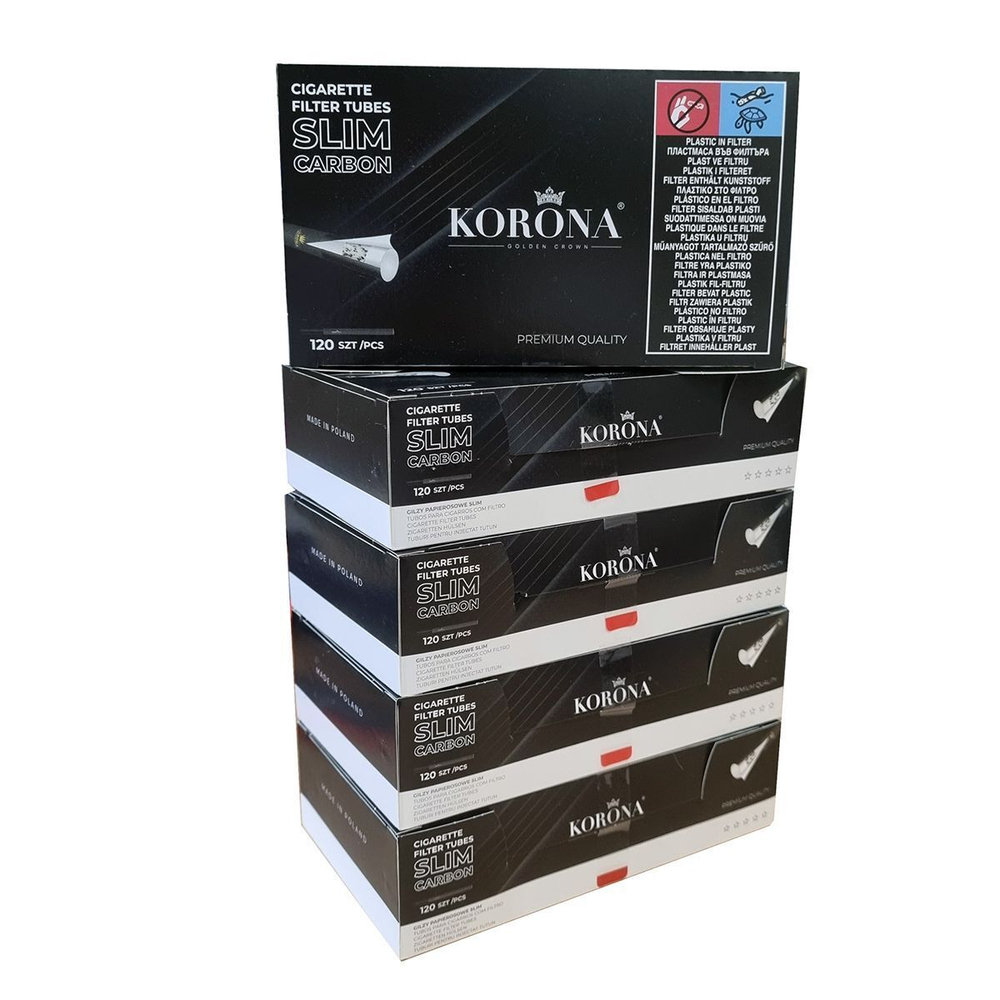 Гильзы для сигарет "Korona" Slim Carbon 5х120шт (Комплект)