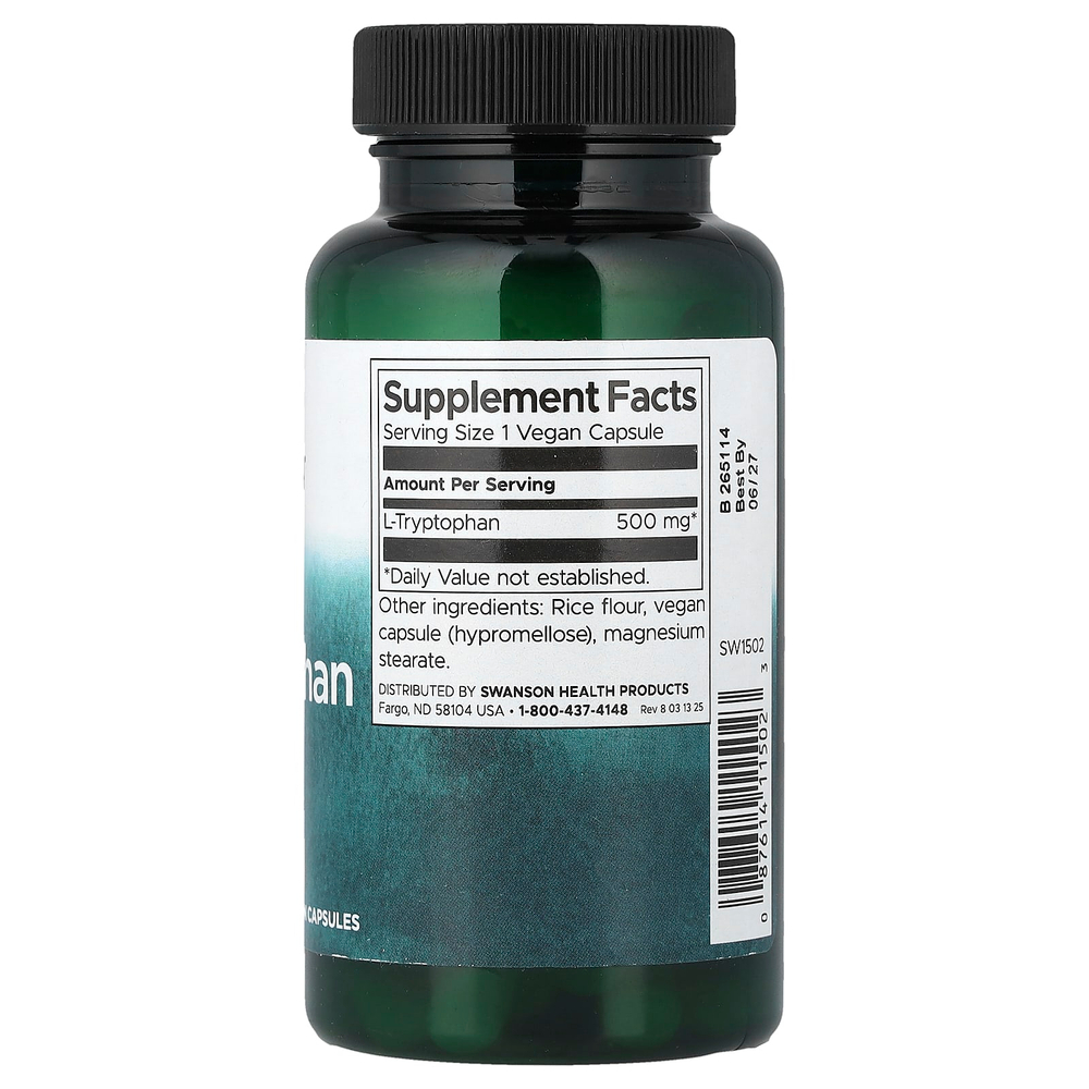 Swanson Vitamins, L-триптофан, 500 мг, 60 капсул