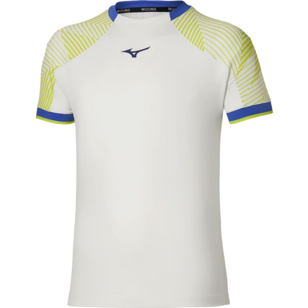 Теннисная футболка Mizuno Stargazer Shadow Short-Sleeve - white/yellow
