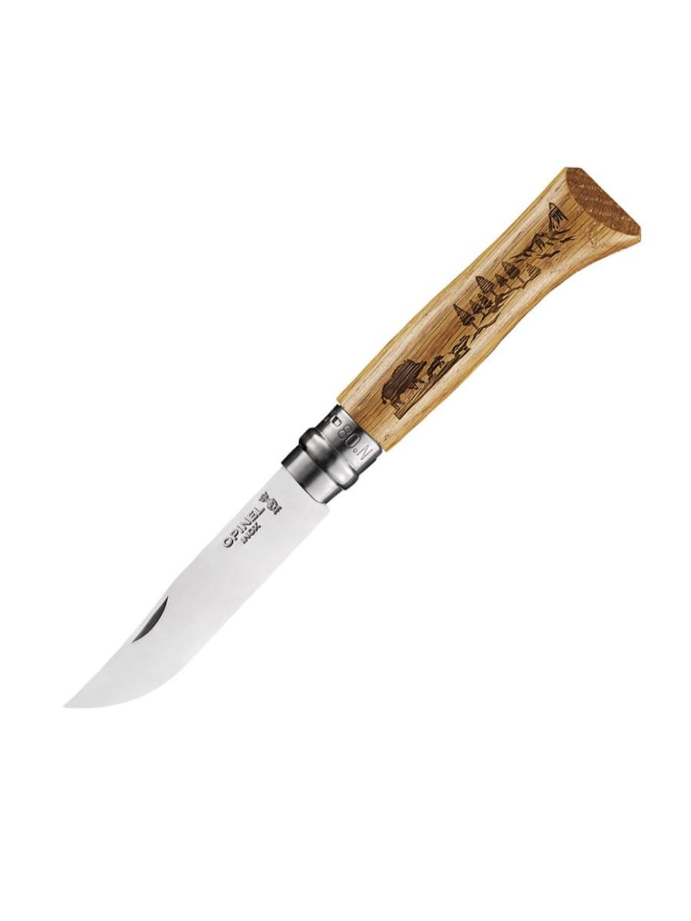 Нож туристический Opinel №8, углеродистая сталь, рукоять из дерева бука, 113080