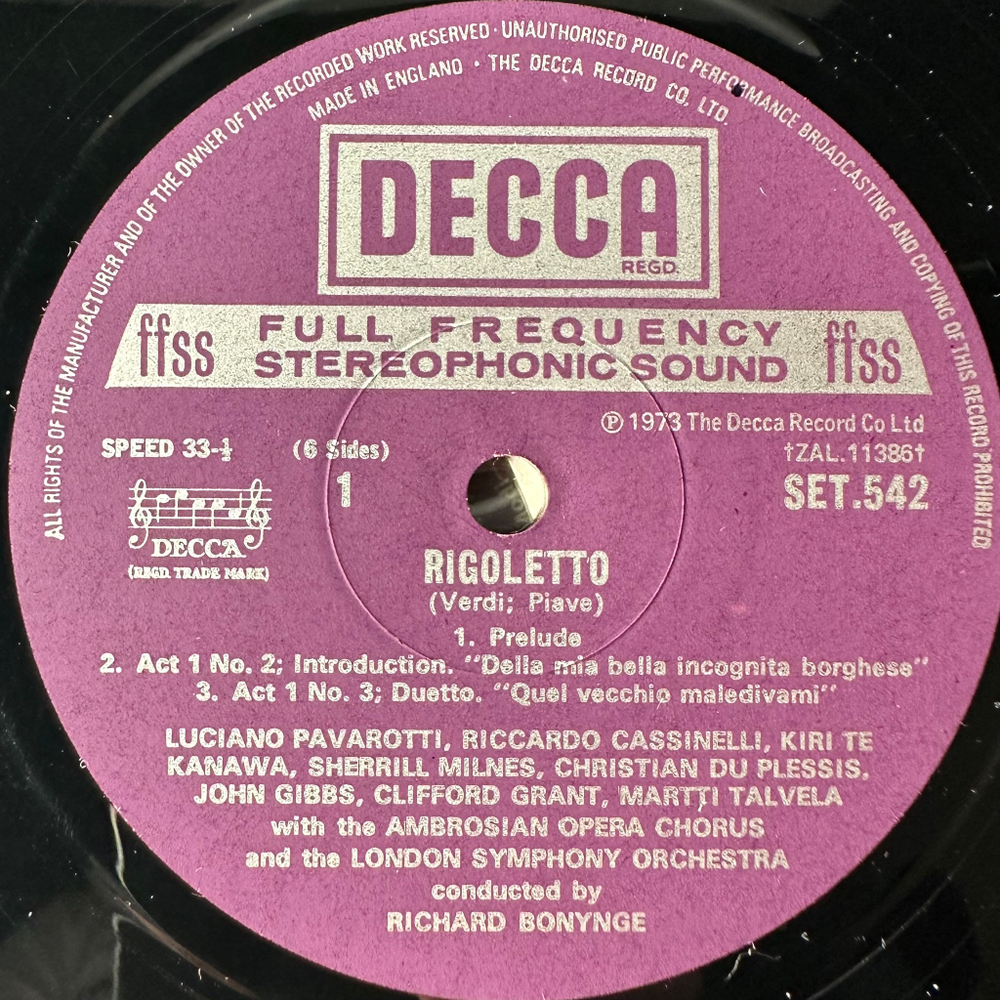 Верди - Риголлето 3LP (Англия 1973г.)
