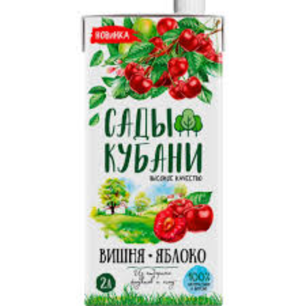 Натуральный сок Сады Кубани Яблоко-вишня 2 л