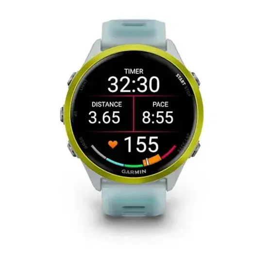 Умные часы Garmin Forerunner 570 - 47 мм Желтый алюминий с полупрозрачным белым/бирюзовым ремешком