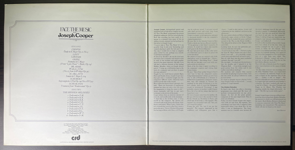 Джозеф Купер – Фортепианные композиции (Англия 1973г.)