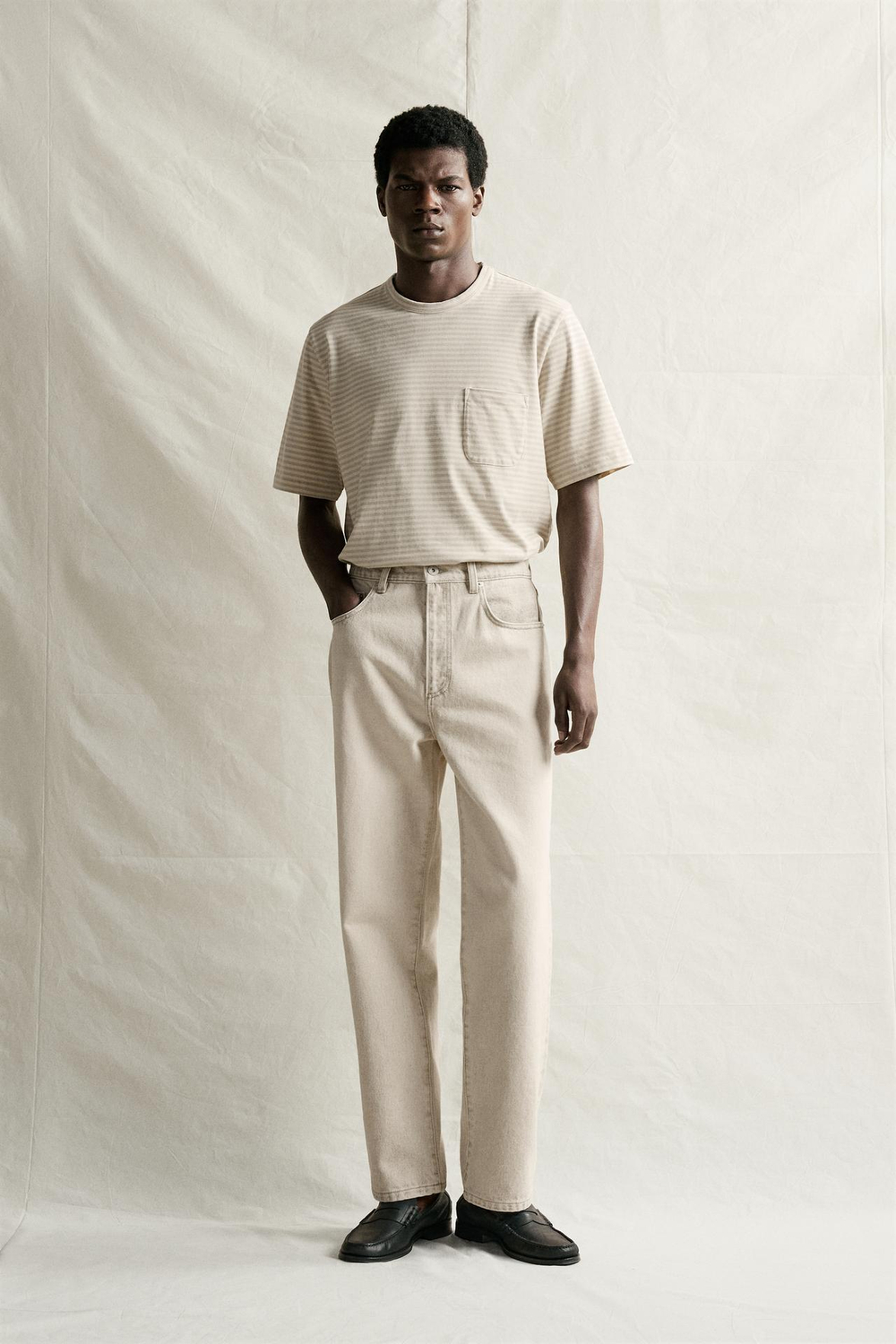 ZARA ДЖИНСЫ STRAIGHT ДЛИНОЙ ДО ЩИКОЛОТКИ, СВЕТЛО-СЕРЫЙ