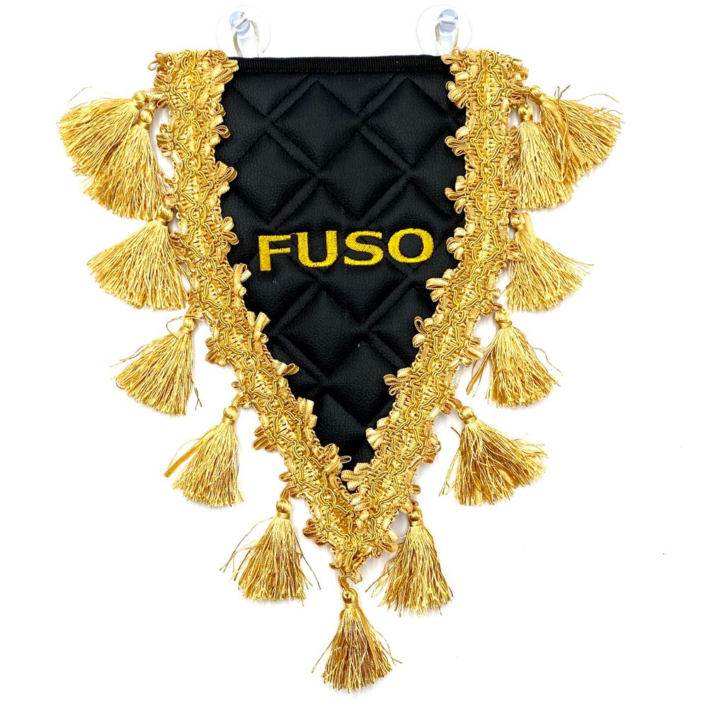 Вымпел треугольный FUSO (экокожа, черный с золотой вышивкой)