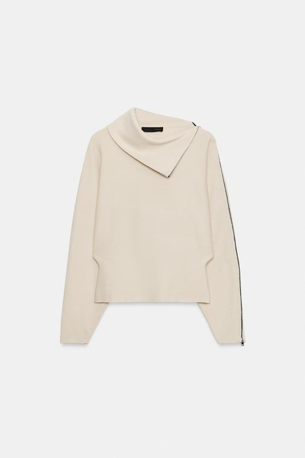 ZARA СВИТЕР С БОКОВОЙ ЗАСТЕЖКОЙ-МОЛНИЕЙ, ЦВЕТ СЛОНОВОЙ КОСТИ