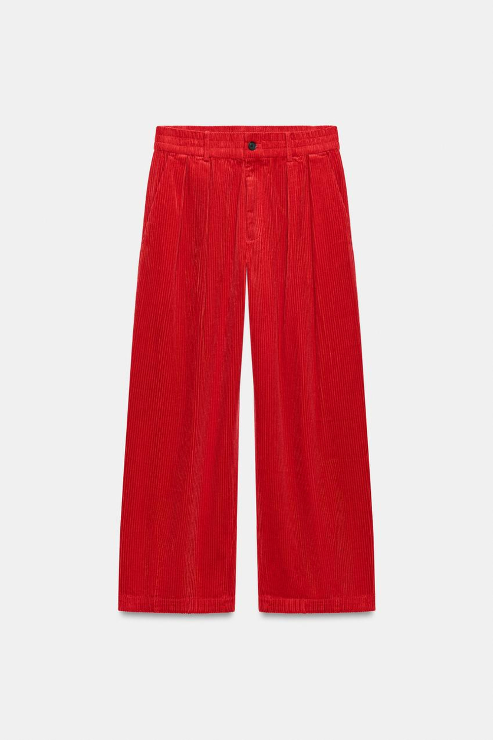 ZARA ЭЛАСТИЧНЫЕ ВЕЛЬВЕТОВЫЕ БРЮКИ — ZW COLLECTION, КРАСНЫЙ
