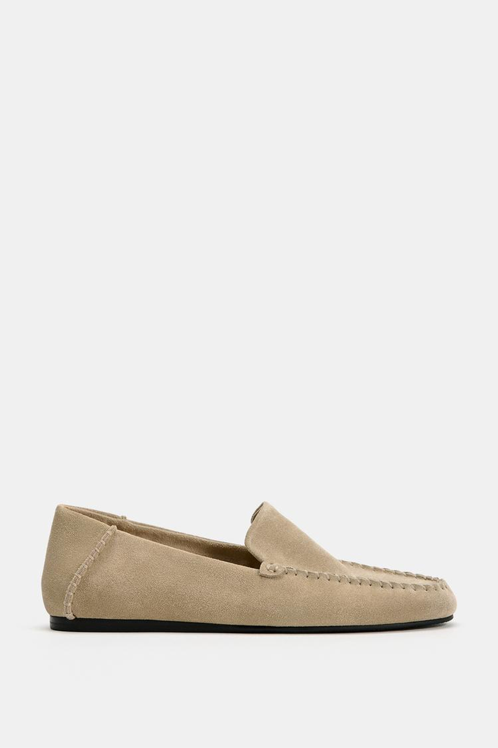 ZARA ЛОФЕРЫ ИЗ МЯГКОЙ ЗАМШИ, БЕЖЕВЫЙ