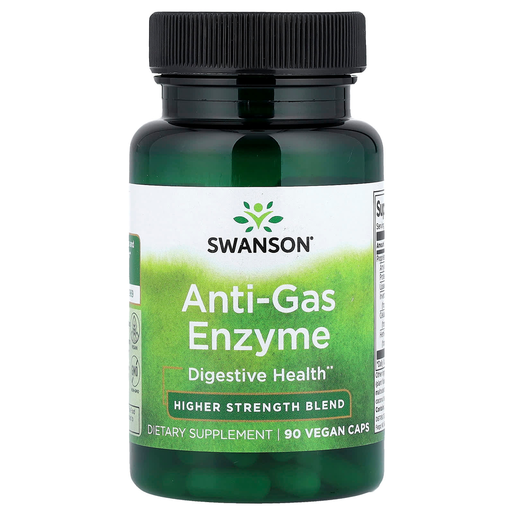 Swanson Vitamins, смесь ферментов, против газообразования, высокоэффективная, 90 веганских капсул