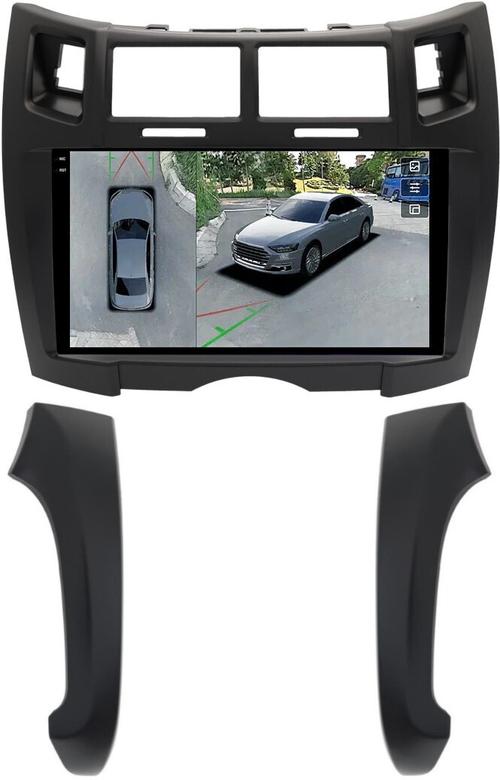 Магнитола для Toyota Vitz 2, Yaris 2 2005-2011 (рамка черная тип 2) - FarCar BX9-360-9647F2B монитор 9.5" 2K QLED на Android 13, Быстрая, CarPlay, 4G SIM-слот, 4 камеры в комплекте