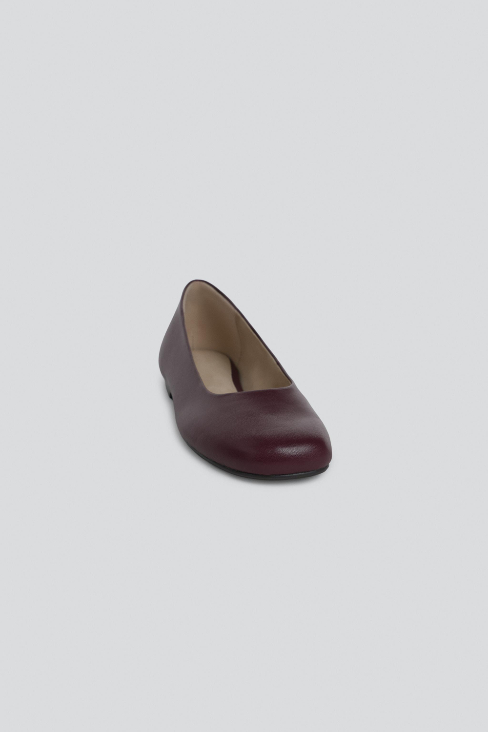 ZARA X BAISI GUADAGNINO КОЖАНЫЕ БАЛЕТКИ, БОРДОВО-КРАСНЫЙ