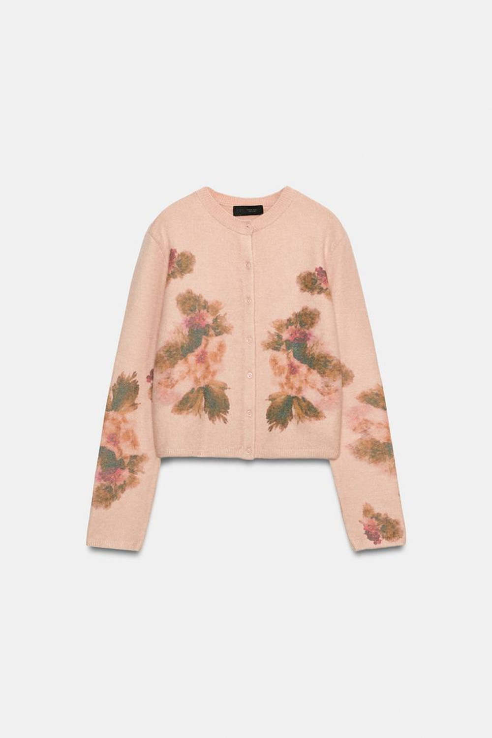 ZARA КАРДИГАН С ЦВЕТОЧНЫМ ПРИНТОМ, РОЗОВЫЙ