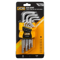 Ключи Г-образные TORX с отверстием, набор 9пр. (Т10Н, Т15Н, Т20Н, Т25Н, Т27Н, Т30Н, Т40Т, Т45Н, Т50Н) JCB JCB-5098T