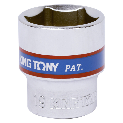 KING TONY (333519M) Головка торцевая стандартная шестигранная 3/8", 19 мм