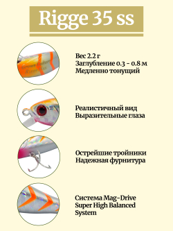 Воблер Минноу Rigge 35SS 35 мм 2.2 г цвет #09