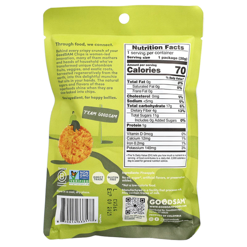 GoodSam, Sweet Farms™, хрустящие чипсы, ананас, 20 г (0,7 унции)