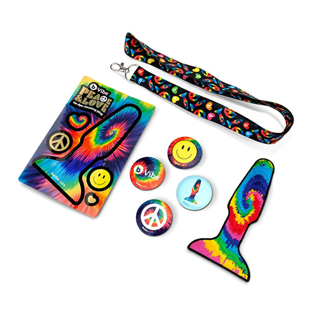 Анальная премиум-пробка с эффектом римминга 15см b-Vibe Peace & Love Tie-Dye BV-026