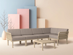 Комплект пластиковой мебели Siesta Contract Portofino Lounge Corner, бежевый, светло-коричневый