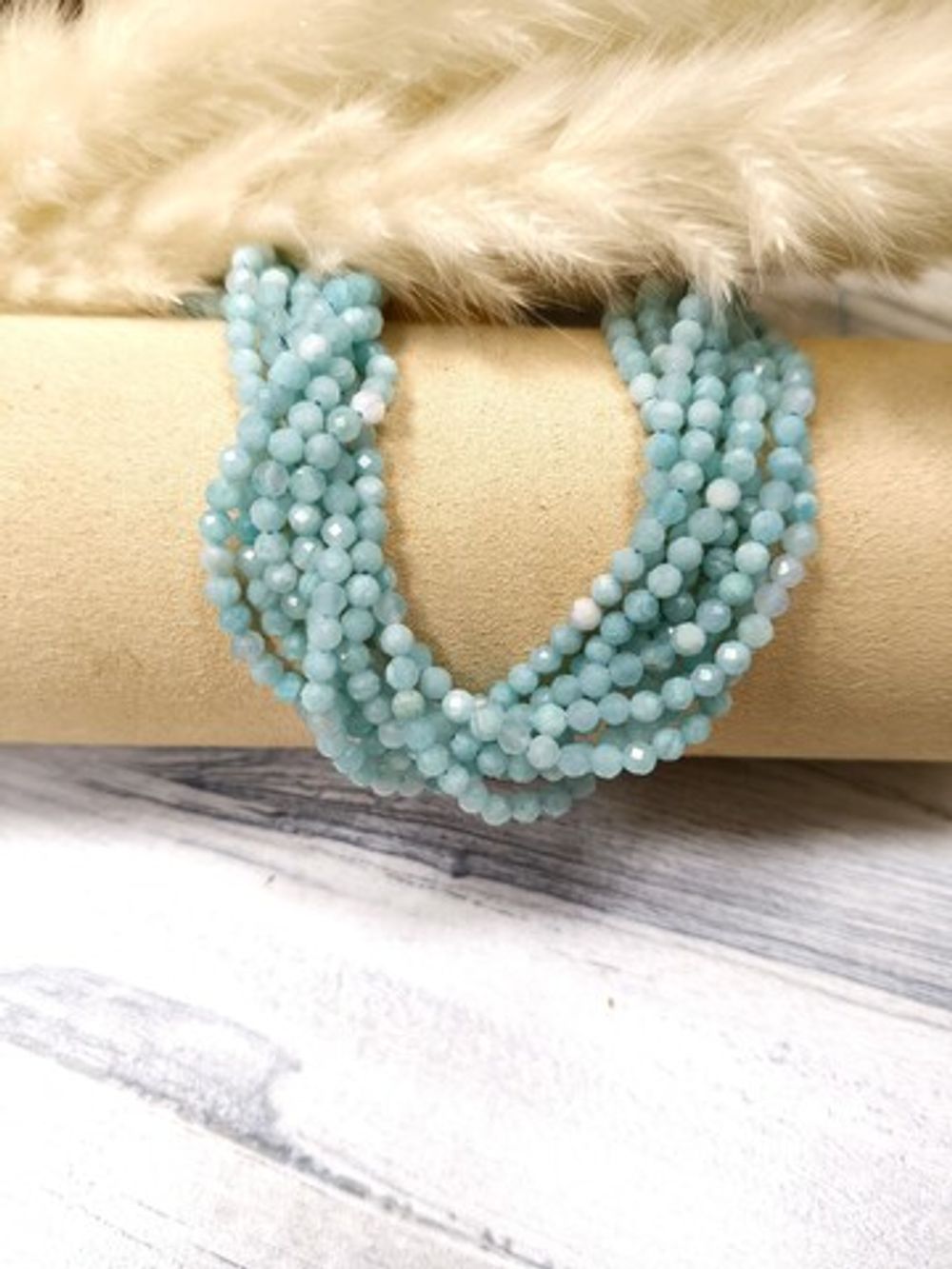 Бусины амазонит A граненый 3,5 мм, нить ~19 см 58 бусин