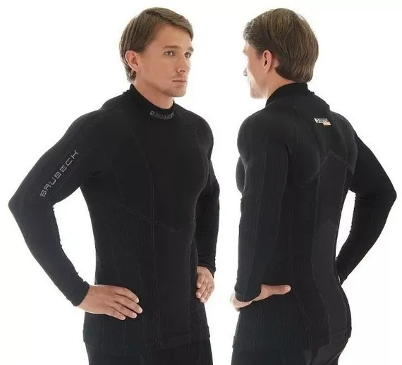 Мужская терморубашка BRUBECK Wool Merino 61% LS10510, чёрная