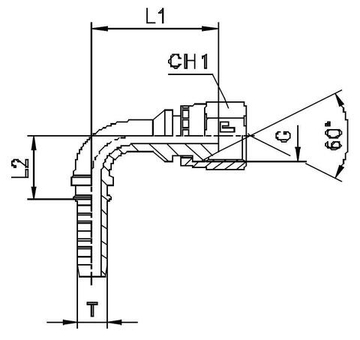 Фитинг DN 12 BSP (Г) 3/4 (90)