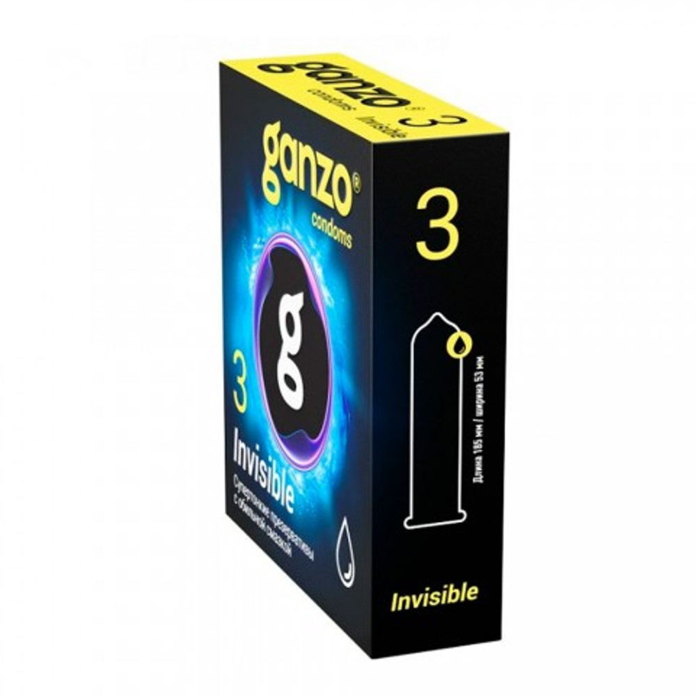Презервативы GANZO Invisible, гладкие, супертонкие, с доп. смазкой, 3 шт