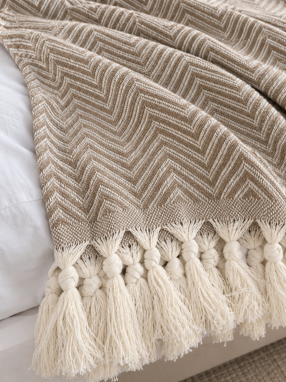 Плед-пике Velora Home «V-дизайн» двухцветный, бежевый, 200×230 см, хлопок 100%