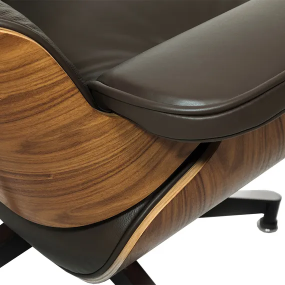 Кресло с оттоманкой Eames Lounge Premium, коричневая кожа