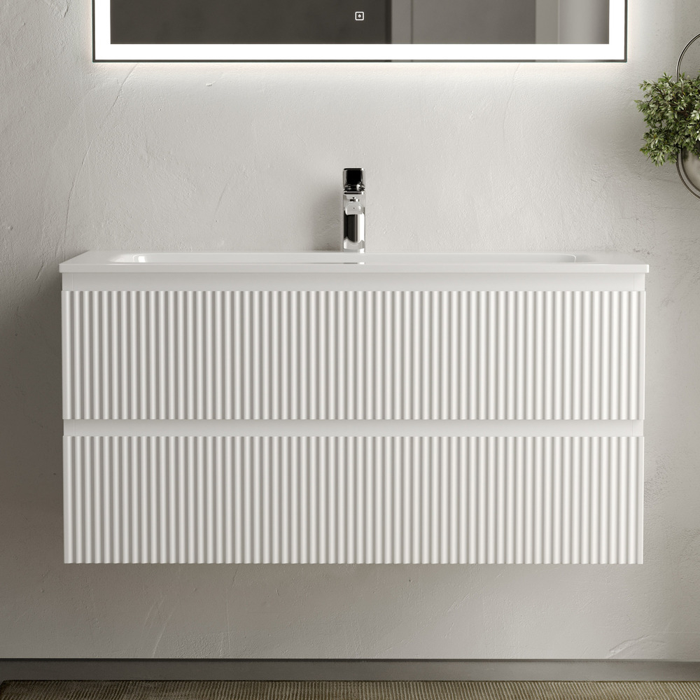 Тумба подвесная Sancos Snob R, Bianco 995х445х500, под столешницу с отверстием под смеситель, цвет Kreman, арт. SNR100W