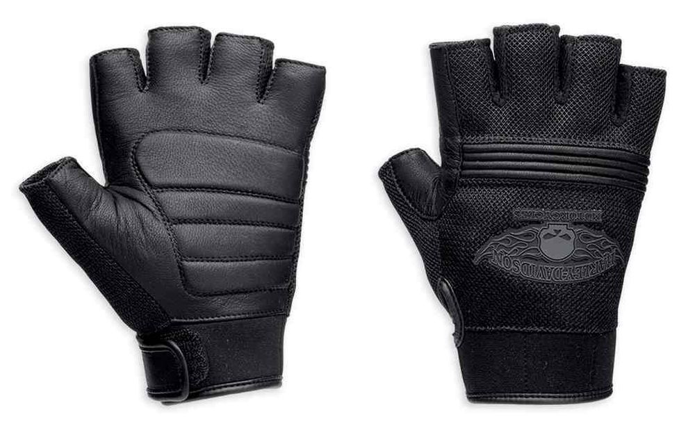 Митенки Winged Willie G Skull Fingerless Harley-Davidson, кожа 100% Митенки Winged Willie G Skull Fingerless Harley-Davidson, кожа 100%