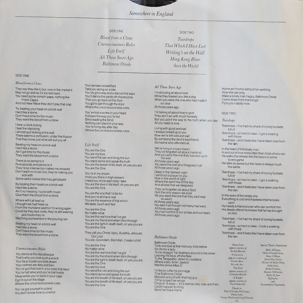 George Harrison / Somewhere In England (LP)
