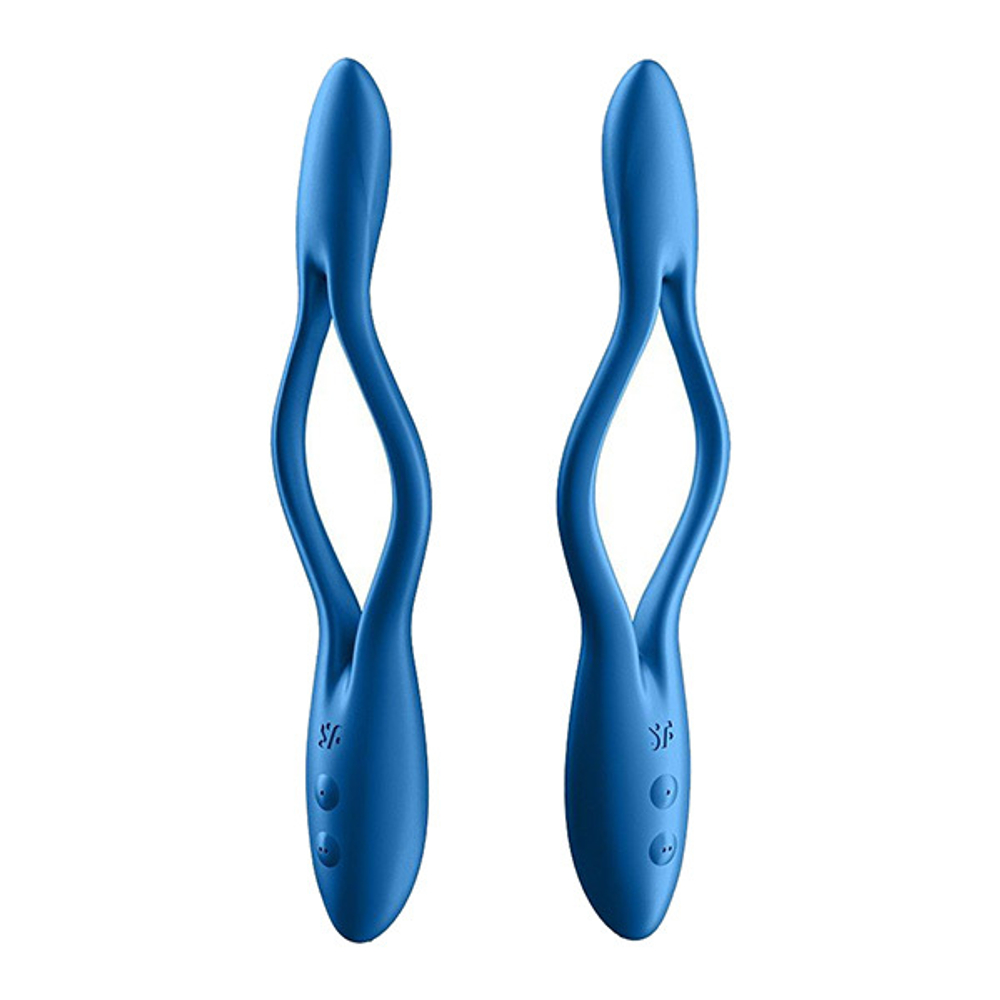 Синий многофункциональный вибратор 19,9см для пар Satisfyer Elastic Game