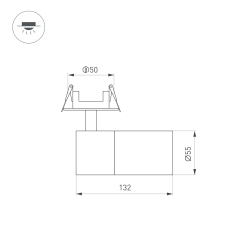 Светильник LGD-ARTEMIS-BUILT-FLAP-R55-12W Warm2700 (WH, 8-80 deg, 230V) (Arlight, IP20 Металл, 5 лет) 062273