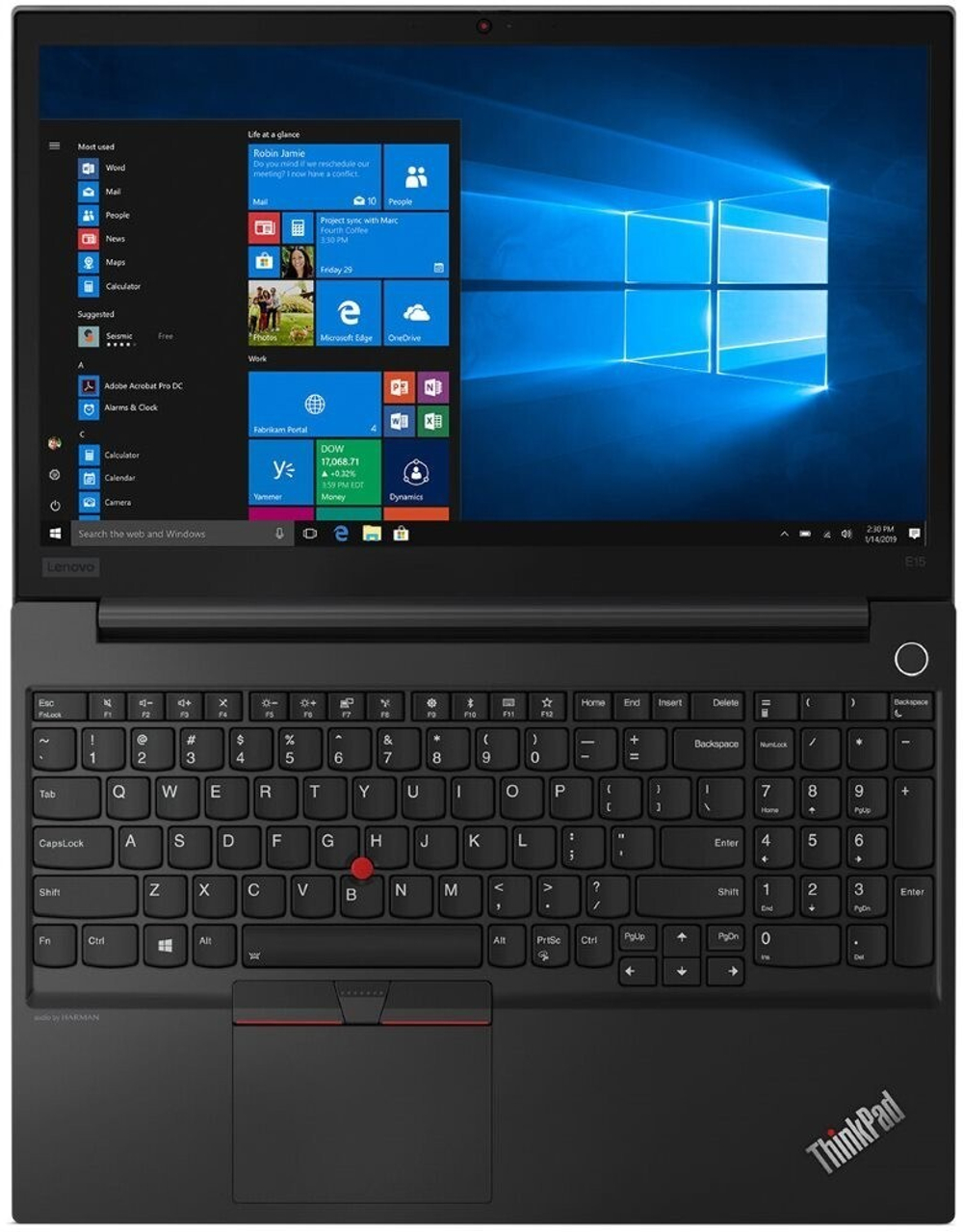 Ноутбук Lenovo ThinkPad E15-IML Intel Core i7 10510U, 1.8 GHz, 16384 Mb, 15.6; Full HD 1920x1080, 256 Gb SSD, DVD нет, AMD Radeon RX 640 2048 Mb, WiFi, Bluetooth, FPR, Windows 10 Professional, черный, 2.1 кг, 20RD0014RT