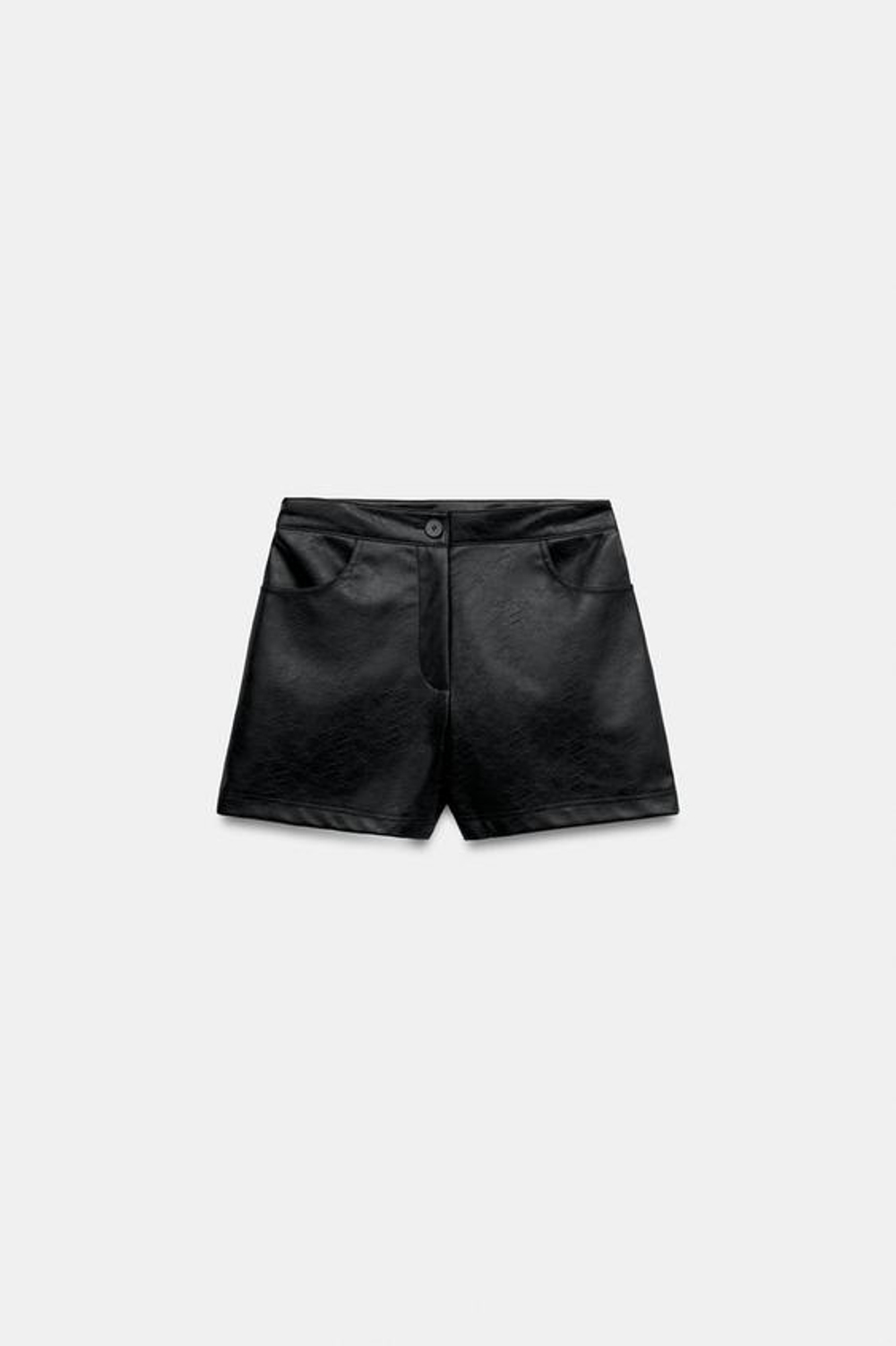 ZARA ШОРТЫ ИЗ ИСКУССТВЕННОЙ КОЖИ С ВЫСОКОЙ ПОСАДКОЙ, ЧЕРНЫЙ