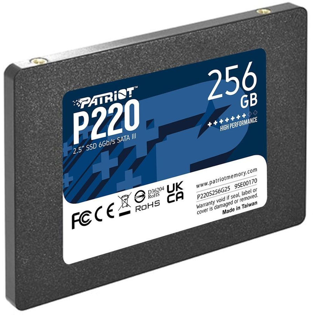 SSD Patriot P220 256Гб, 2.5", SATA3, Retail, Чтение:550мб/с, Запись:490мб/с, радиатор (P220S256G25)