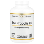 California Gold Nutrition, пчелиный прополис 2X, концентрированный экстракт, 500 мг, 240 вегетарианских капсул