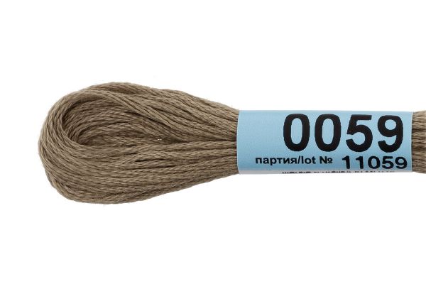 Мулине Gamma 100% хлопок, цв.0059 сер-зеленый, 24 мотка по 8 метров