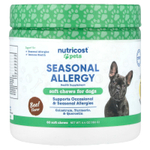 Nutricost, Pets, от сезонной аллергии, для собак, говядина, 60 жевательных таблеток, 180 г (6,4 унции)