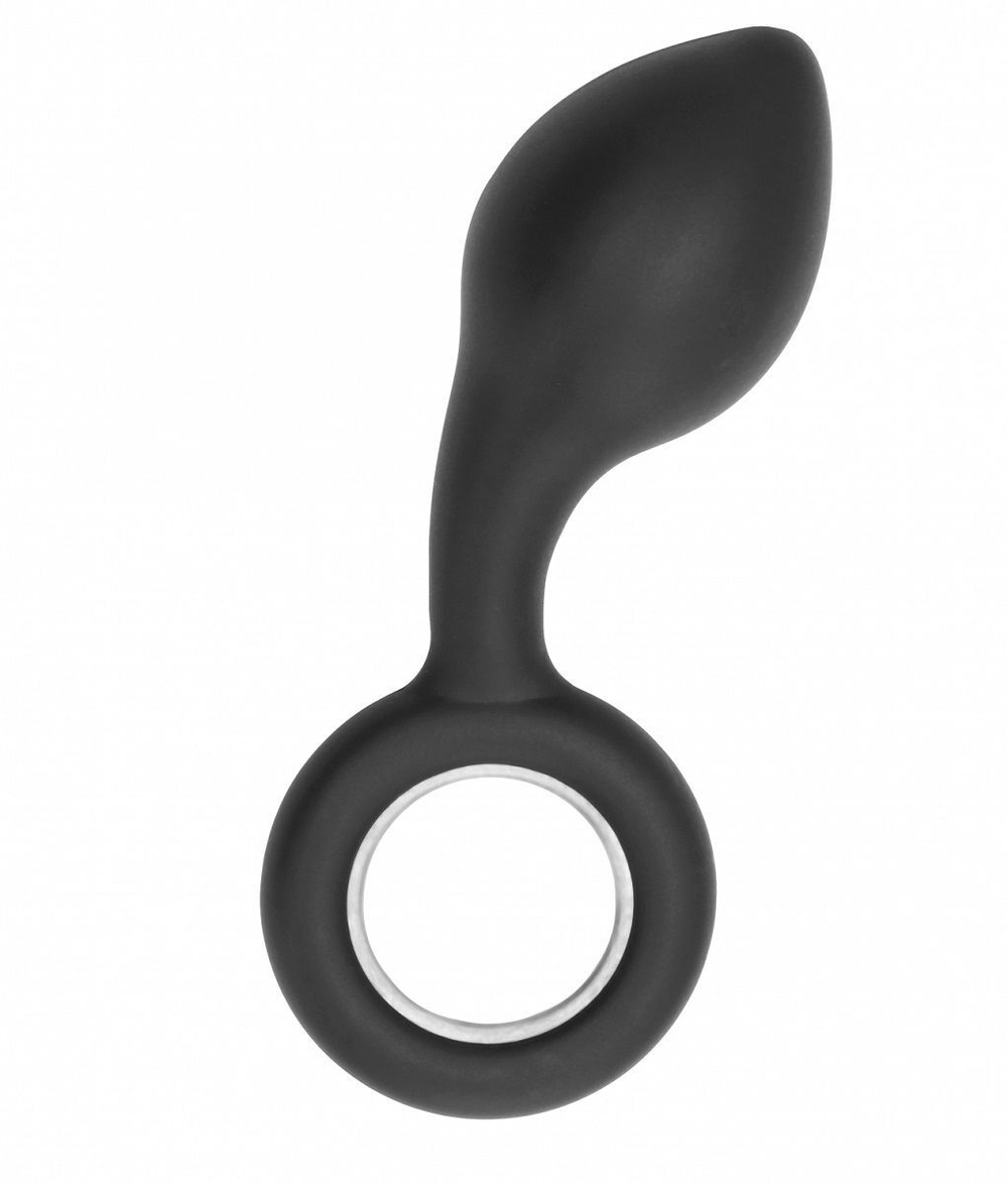 Анальный стимулятор No.63 Dildo With Metal Ring - 13,5 см. (Цвет: черный)