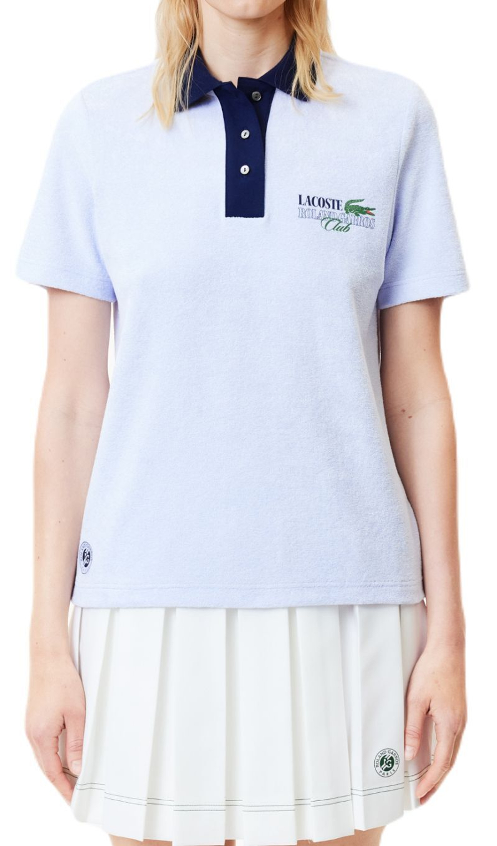 Женское поло Lacoste Roland Garros Edition Terry Knit Tennis Polo Shirt - light blue/navy blue