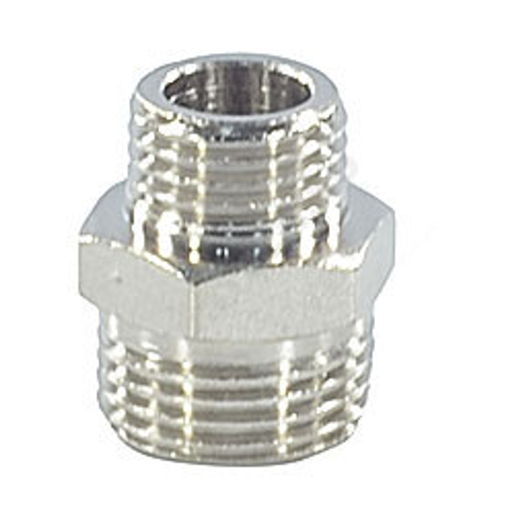 Ниппель латунь никель переходной Ду 25х15 (1"х1/2") НР VALFEX VF.580.N.100.012