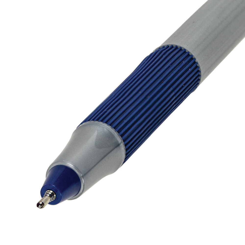 Ручка шариковая с грипом BRAUBERG "i-STICK POINT", СИНЯЯ, корпус серый, игольчатый узел 0,7 мм, линия письма 0,35 мм, 144021