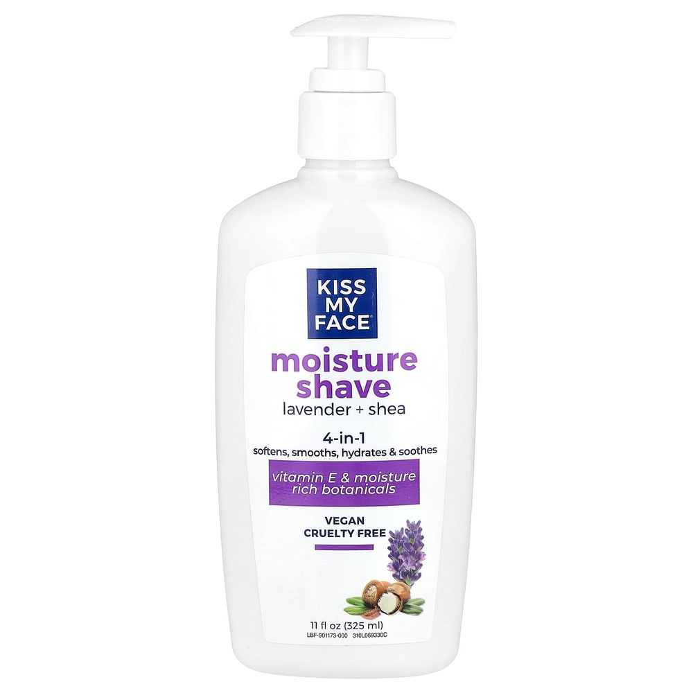 Kiss My Face, Moisture Shave, увлажняющее средство для бритья 4 в 1, лаванда и ши, 325 мл (11 жидк. унций)