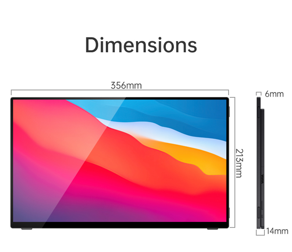 15.6" Портативный сенсорный монитор VCHANCE FHD IPS 1920x1080, 60 Гц