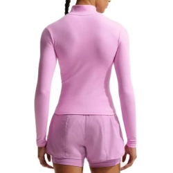 Женская Кофта теннисная Nike One Dri-Fit Full Zip Fitted - pink rise/white